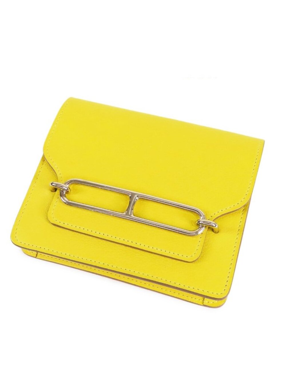 Hermes Roulis Slim Lime Craie Silver Evercolor Bifold Wallet